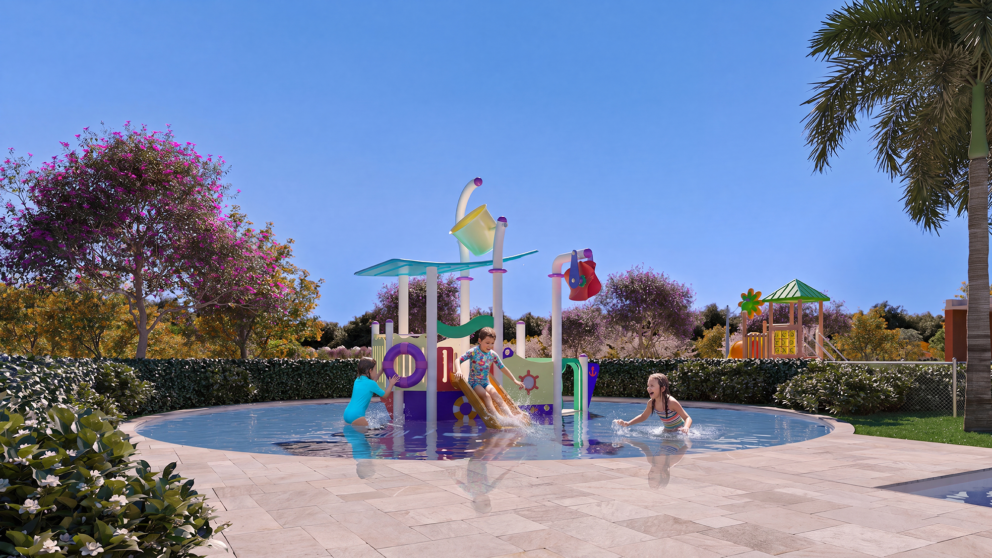 PERSPECTIVA ILUSTRADA DA PISCINA INFANTIL COM ACQUAPLAY
